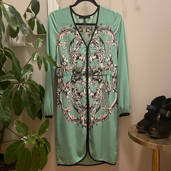 NWOT BCBGMAXAZRIA Mint Green Combo Azra Medallion Print Dress Small MSRP $298 - Picture 1 of 9